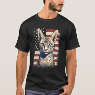 4th Of July US Flag Savannah Cat T-Shirt