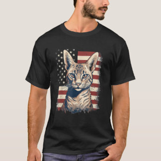 4th Of July US Flag Savannah Cat T Shirt