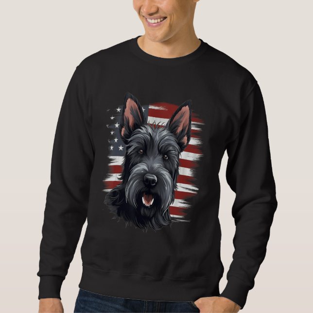 4th Of July US Flag Scottish Terrier Dog Sweatshirt (Front)