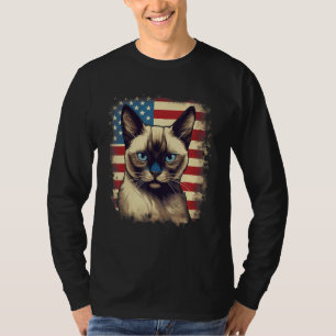 4th Of July US Flag Siamese Cat T-Shirt