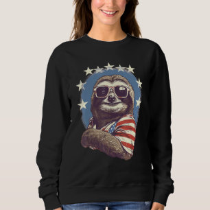 4th Of July US Flag Sloth Sweatshirt