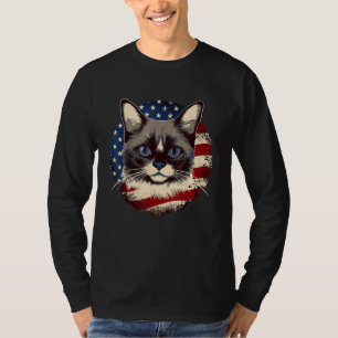 4th Of July US Flag Snowshoe Cat 1 T-Shirt