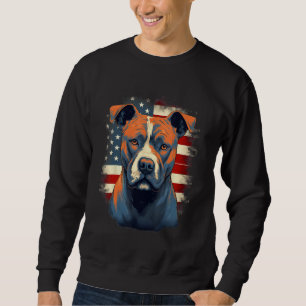 4th Of July US Flag Staffordshire Bull Terrier Dog Sweatshirt