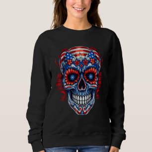 4th Of July US Flag Sugar Skull 1 Sweatshirt
