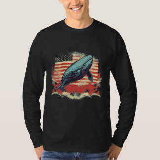 4th Of July US Flag Whale T-Shirt