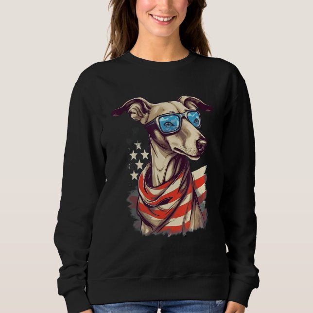 4th Of July US Flag Whippet Dog 1 Sweatshirt (Front)