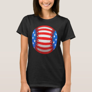 4th of July USA American Flag Baseball Dad Men Boy T-Shirt