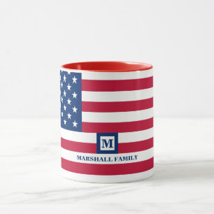 4th Of July USA American Flag Customised Monogram Mug