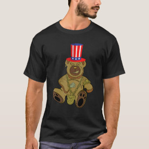 4th Of July Usa American Flag Hat Bear Boys Men T-Shirt