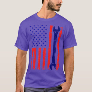 4th of July USA American Flag Wrench  Mechanic Vin T-Shirt