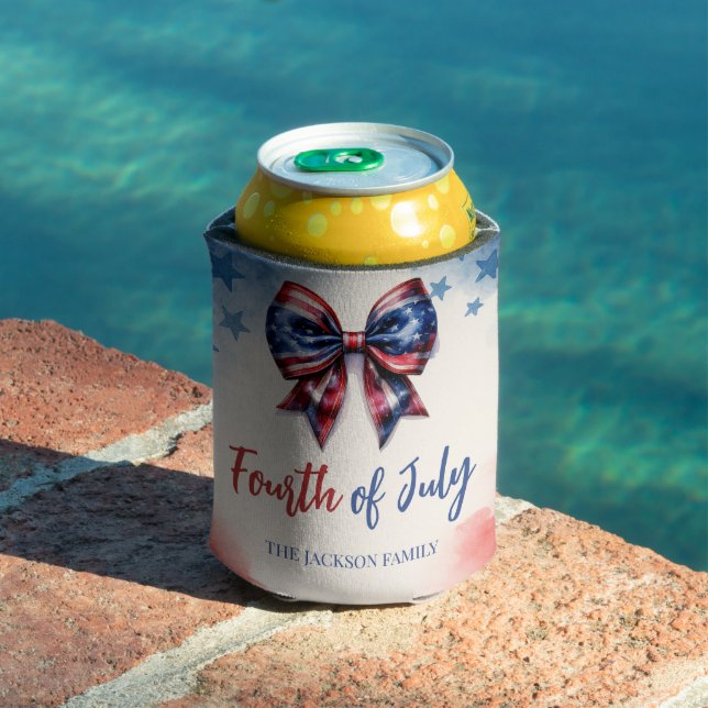 4th of July USA Bow Patriotic  Can Cooler (In Situ Pool)