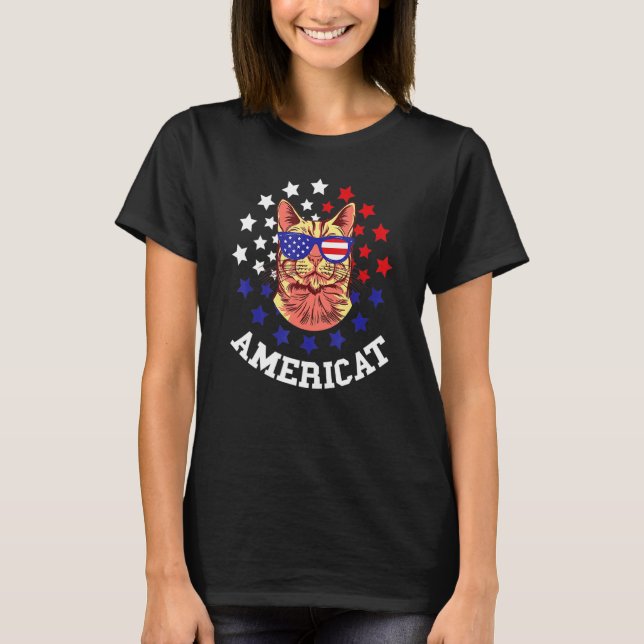 4th Of July Usa Cat American Pride Patriotic Ameri T-Shirt (Front)