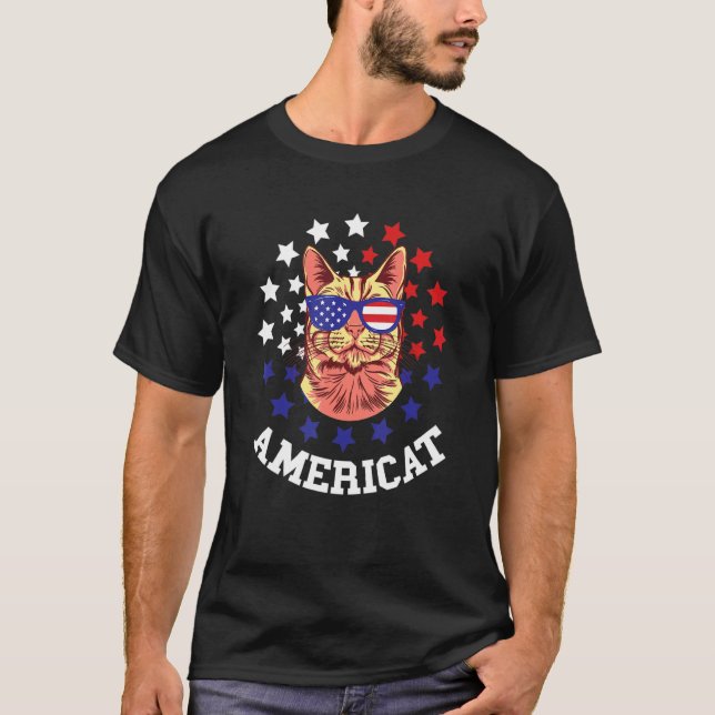 4th Of July Usa Cat American Pride Patriotic Ameri T-Shirt (Front)