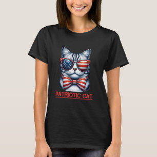 4th of July USA Cat Stars Stripes Patriotic Kitty T-Shirt