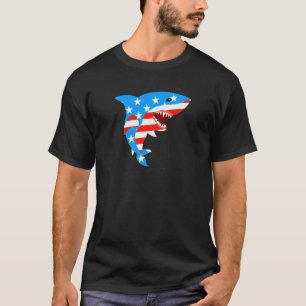 4th of July USA Flag American Shark Fish T-Shirt
