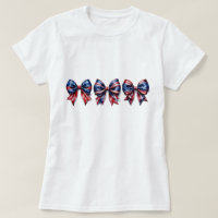 4th of July USA Flag Bow T-Shirt