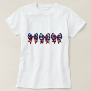 4th of July USA Flag Bow T-Shirt