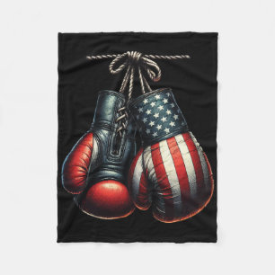 4th Of July Usa Flag Boxing Gloves For Boxer Train Fleece Blanket