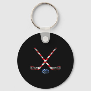 4th Of July USA Flag Hockey Patriotic Hockey Lover Key Ring