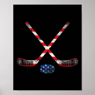 4th Of July USA Flag Hockey Patriotic Hockey Lover Poster
