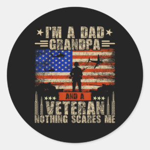 4th Of July Usa Flag I'm A Dad Grandpa And A Veter Classic Round Sticker