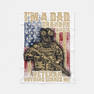 4th Of July Usa Flag I'm A Dad Grandpa And A Veter Fleece Blanket