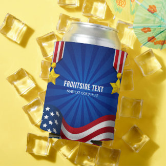 4th Of July USA Flag Personalised Text Can Cooler
