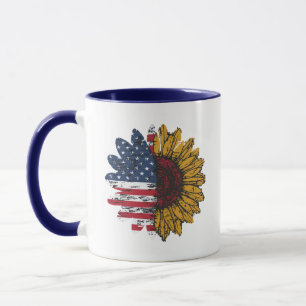 4th of July Usa Flag Sunflower Independence Idea Mug