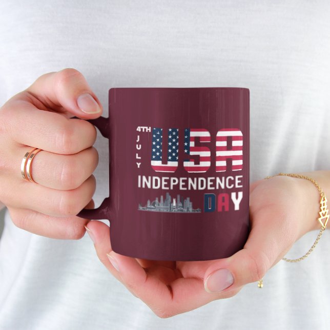 4th of July - USA Independence Day design Two-Tone Coffee Mug (Creator Uploaded)