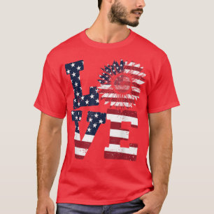 4th Of July USA Love Sunflower Patriotic American T-Shirt