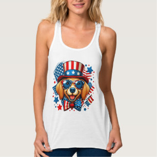 4th of July USA Patriotic Dog Independence Day Singlet