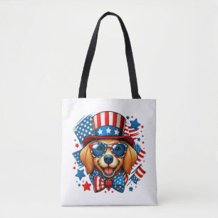 4th of July USA Patriotic Dog Independence Day Tote Bag