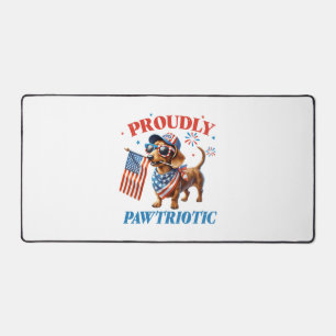 4th of July USA Patriotic Dog Proudly Desk Mat