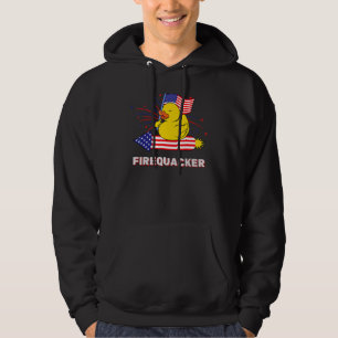 4th Of July Usa Patriotic Firecracker Rubber Duck Hoodie
