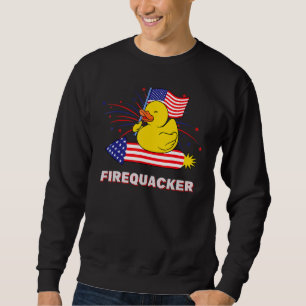 4th Of July Usa Patriotic Firecracker Rubber Duck Sweatshirt