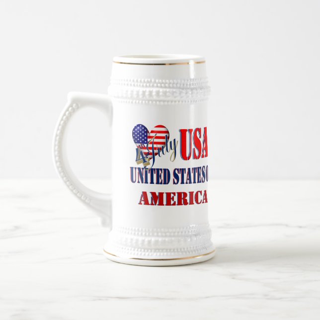 4th of July USA T-Shirt Classic Round Sticker Coff Beer Stein (Left)