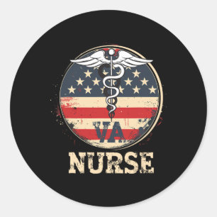 4th Of July Va Nurse Flag Wings Appreciation Nurse Classic Round Sticker