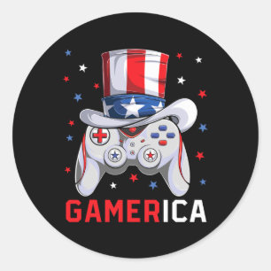 4th Of July Video Game American Flag Uncle Sam Gam Classic Round Sticker