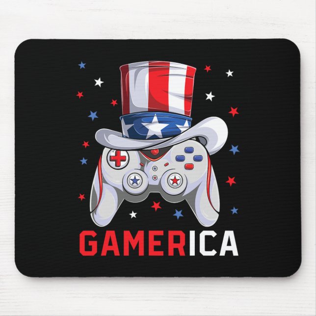4th Of July Video Game American Flag Uncle Sam Gam Mouse Pad (Front)