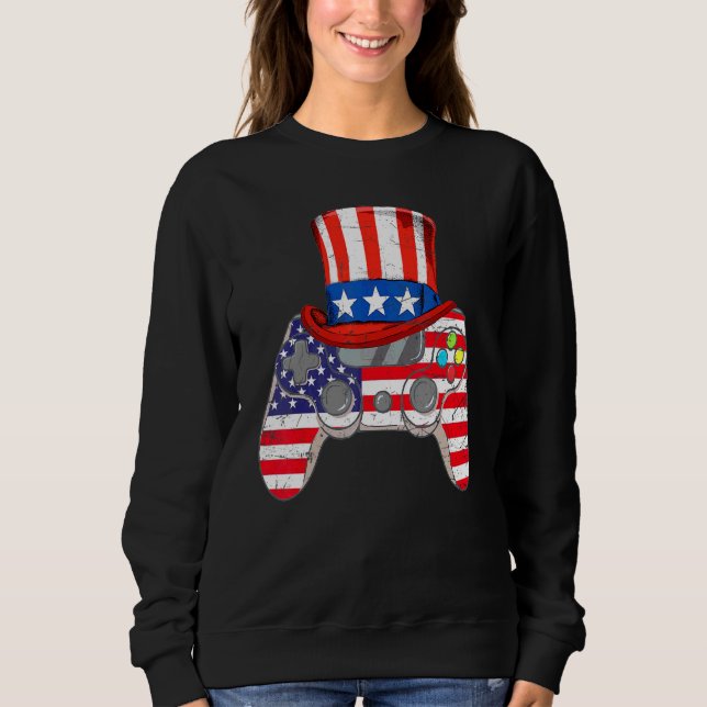 4th Of July Video Game American Flag Uncle Sam Gam Sweatshirt (Front)