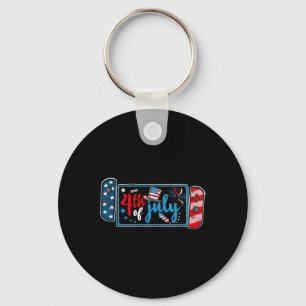 4th Of July Video Game American Gamer Kids Boys Me Key Ring