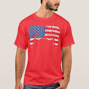4th of July  Video Game Gamer USA Flag Kids Boys M T-Shirt