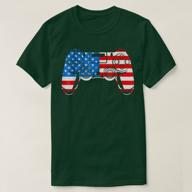 4th Of July Video Game Gamer Usa Flag T-Shirt (Design Front)