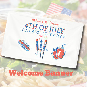 4th of July Vintage Fireworks Patriotic Party Banner
