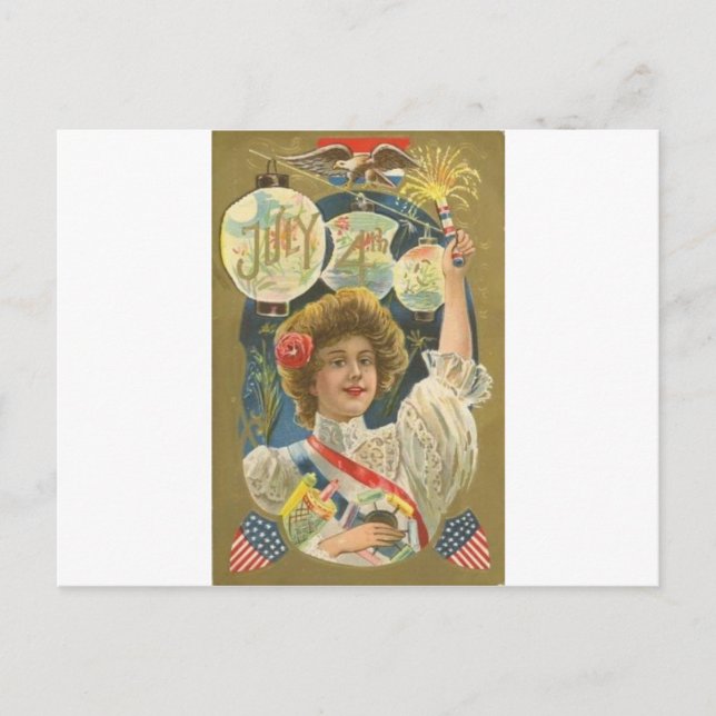 4th of July Vintage Postcard (Front)