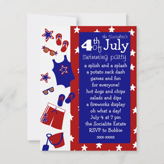 4th of July Water Party Invitation (Front)