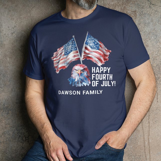 4th of July Watercolor Personalised T-Shirt (Creator Uploaded)