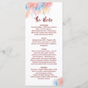 4th of July Wedding Menu, Minimalist Menu