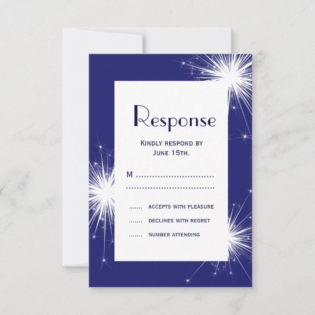 4th of July Wedding RSVP (blue) Card (Front)