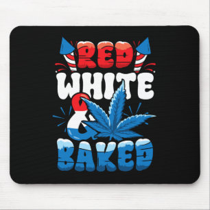 4th Of July Weed Red White Byked Funny  Mouse Pad